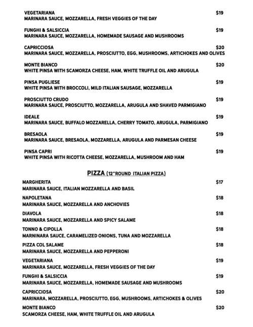 Piccolo Forno menu in San Francisco, California, USA
