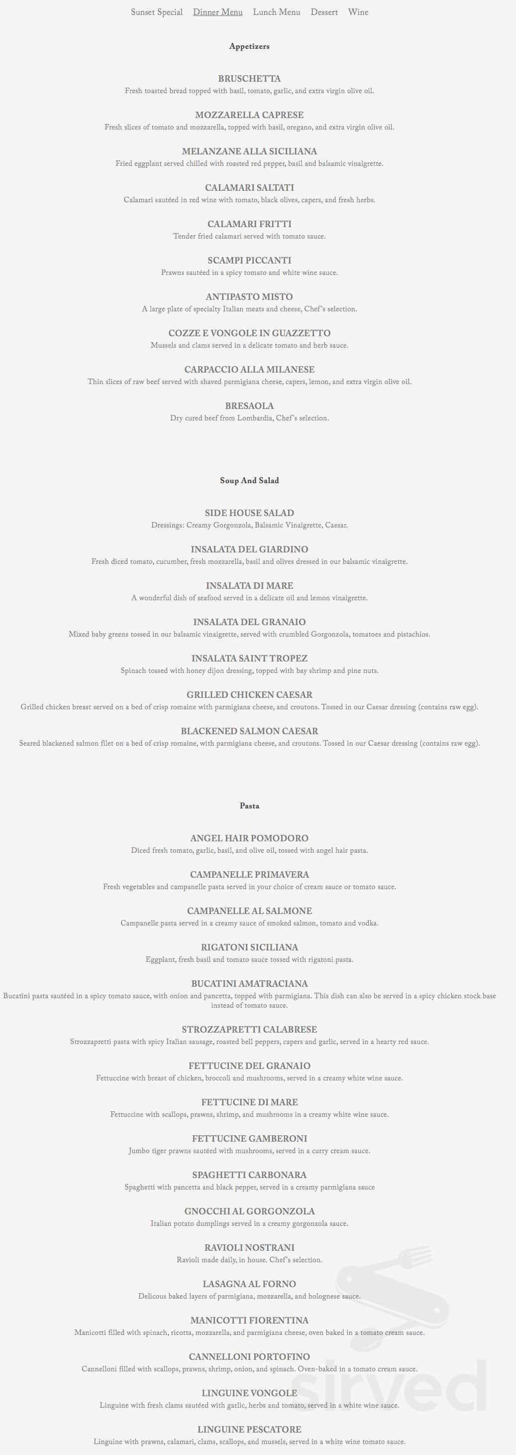 Menu for Il Granaio Authentic Italian Restaurant in Mount Vernon, WA ...