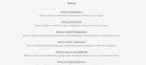 Menu for Il Granaio Authentic Italian Restaurant in Mount Vernon, WA ...