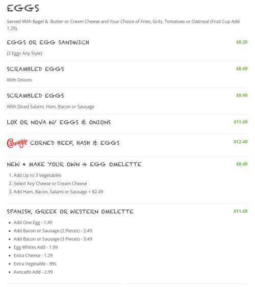 BagelWorks menu in Boca Raton, Florida, USA