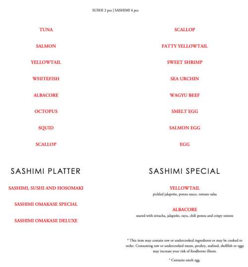 Kabuki Japanese Restaurant menu in Rancho Cucamonga, California, USA