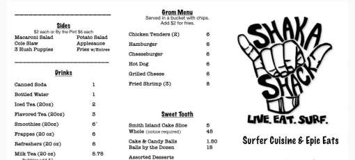 Shack Rural View Menu Menu for Shaka Shack in Millville, DE | Sirved