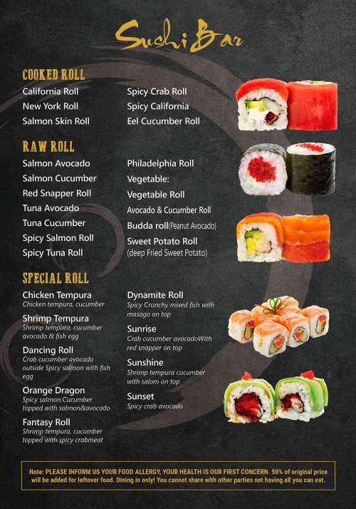 Kisaki Japanese Cuisine menu in Manchester, New Hampshire, USA