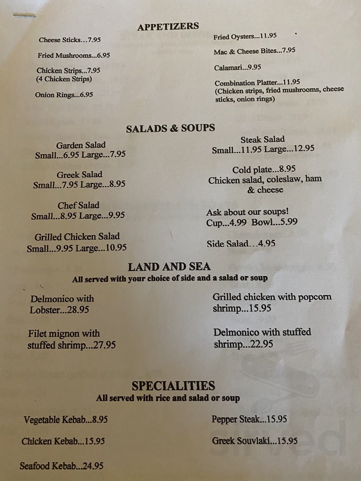 Nick's Spaghetti & Steak House menu in Gloucester Point, Virginia, USA