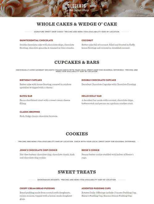 4 Rivers Smokehouse menu in Kissimmee, Florida, USA
