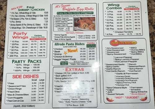 Al's Wings and Things Goodman Rd menu in Horn Lake, Mississippi, USA