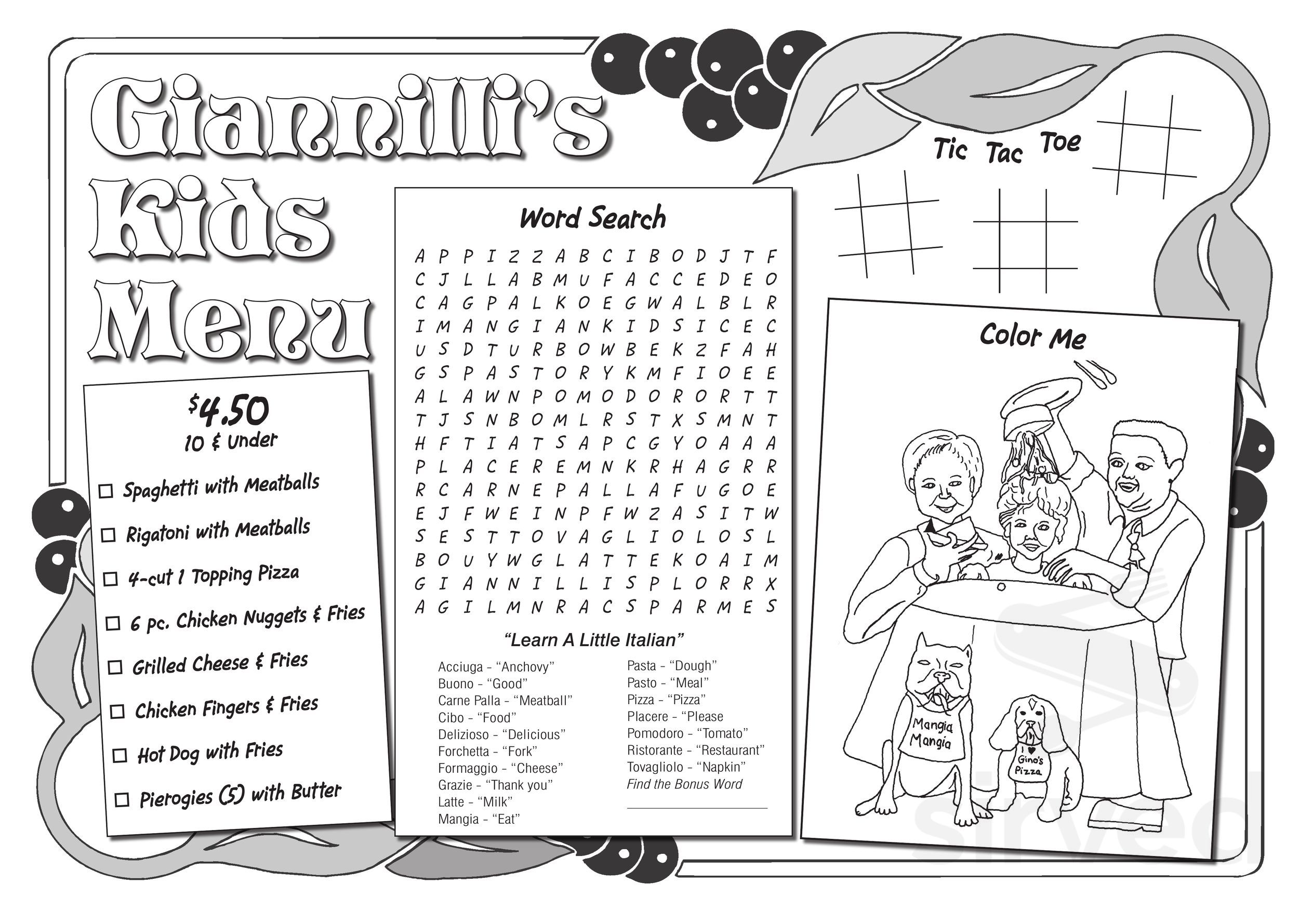 Giannilli's II Restaurant & Lounge menu in Greensburg, Pennsylvania, USA