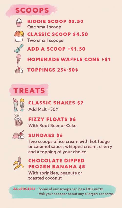 Genuine Ice Cream menu in Bozeman, Montana, USA