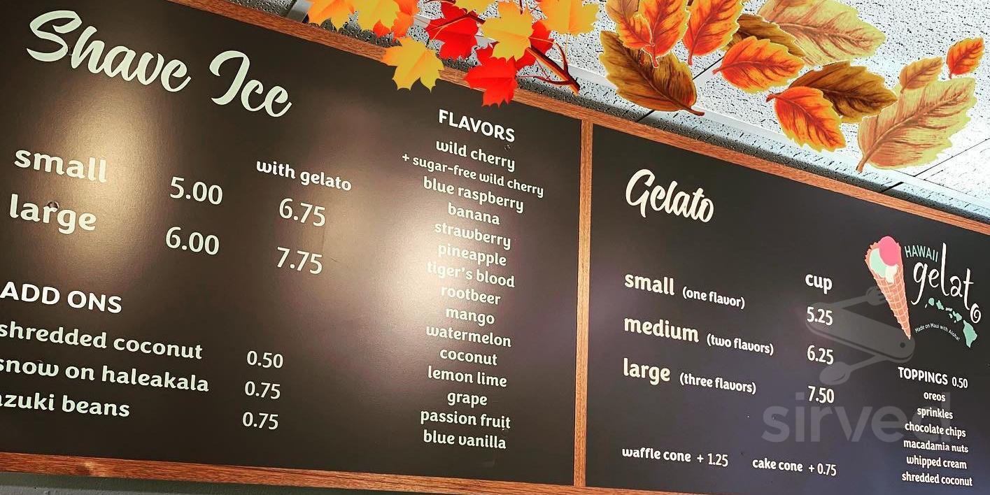 Hawai‘i Gelato menu in Lahaina, Hawaii, USA