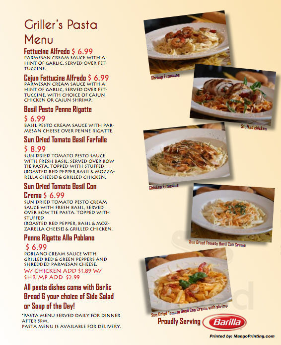 Griller R Menu Menu for Griller's Restaurant in Whiting, IN | Sirved