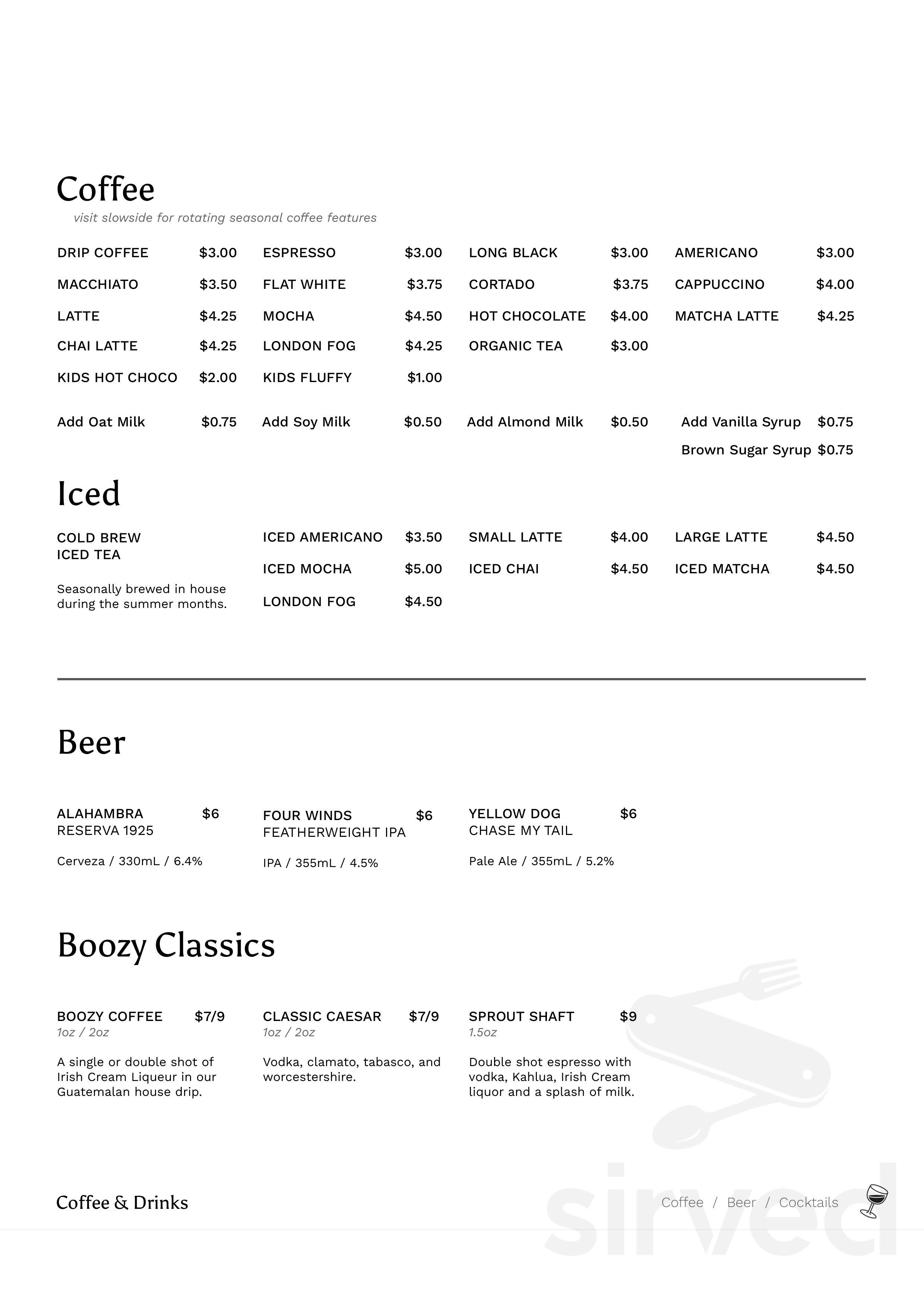 Menu Kelowna BC's Sprout Bread Sirved