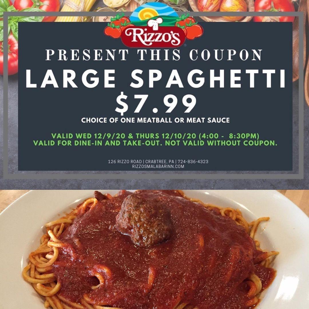 Rizzo's Malabar Inn menu in Crabtree, Pennsylvania, USA