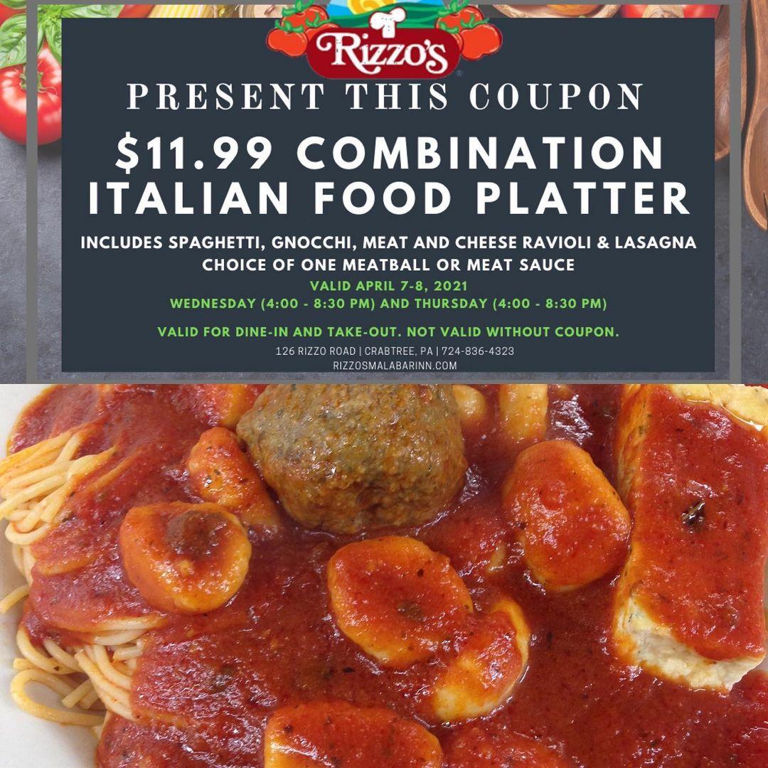 Rizzo's Malabar Inn menu in Crabtree, Pennsylvania, USA