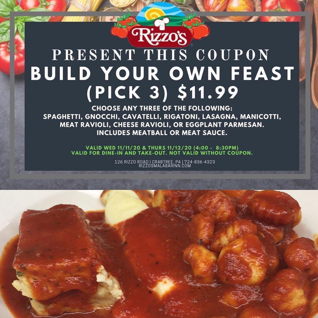 Rizzo's Malabar Inn menu in Crabtree, Pennsylvania, USA