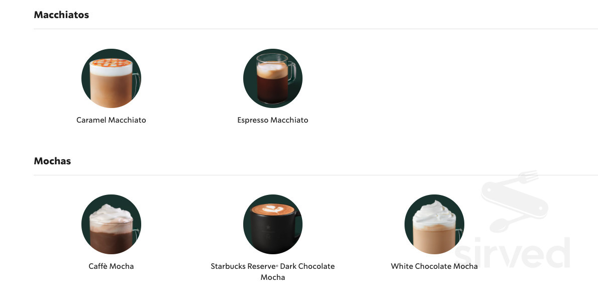 Starbucks drink menu in Murrieta, California