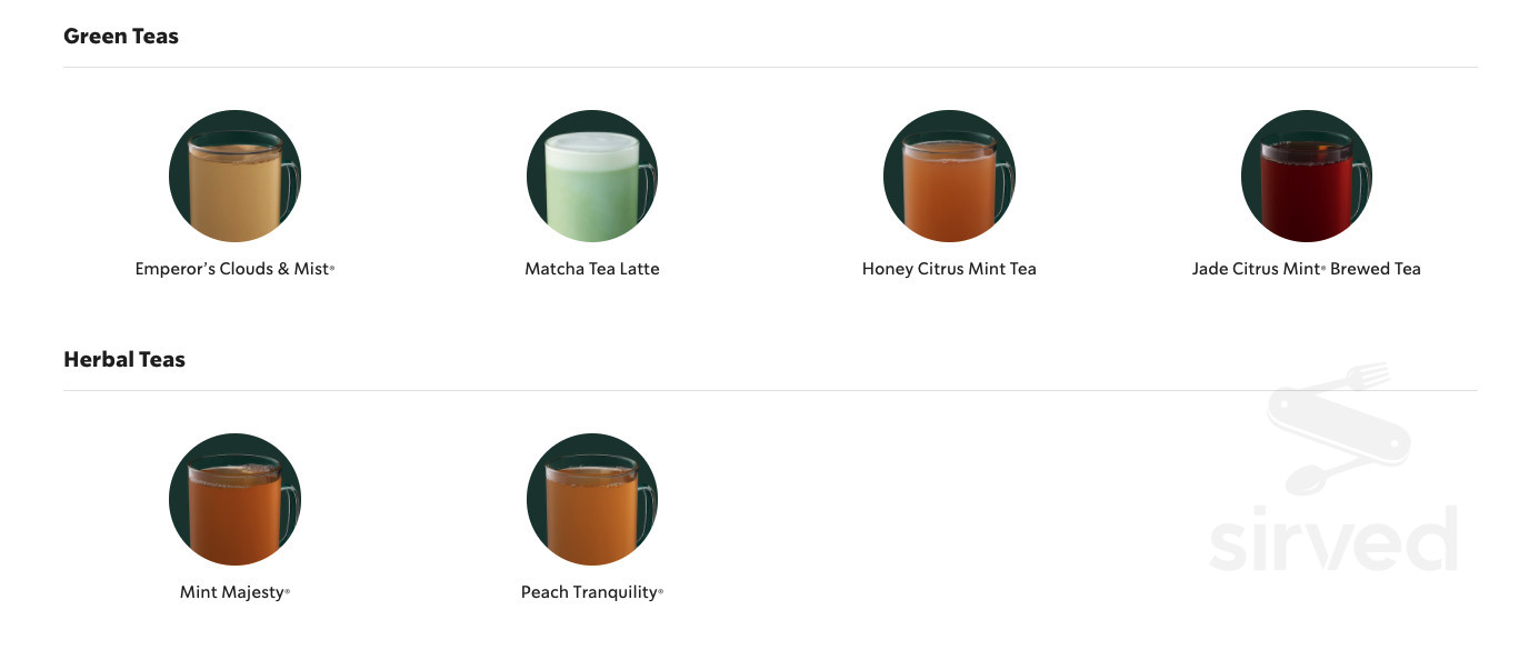 Starbucks drink menu in Murrieta, California