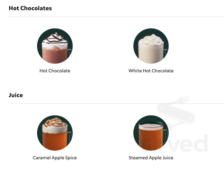 Starbucks drink menu in Murrieta, California