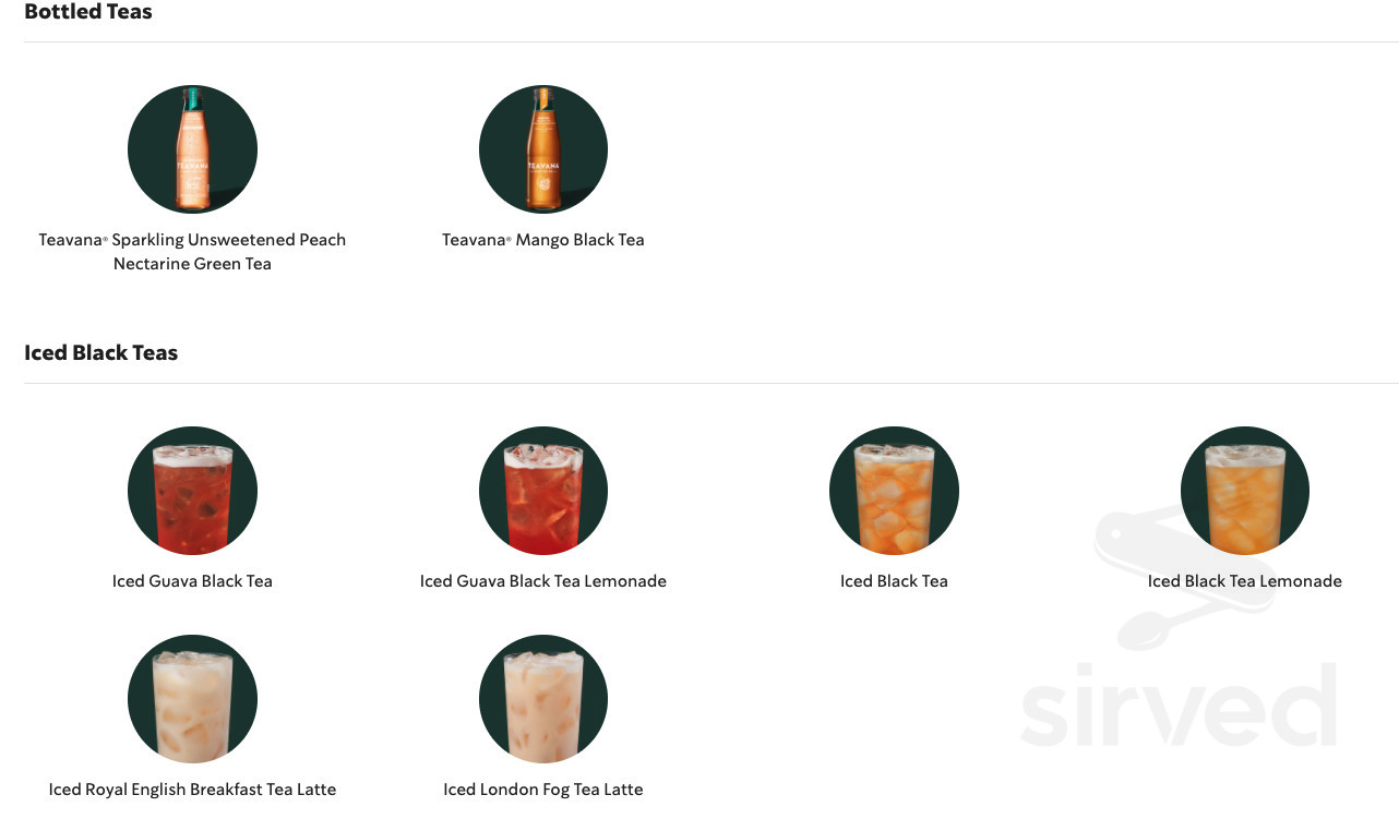 Starbucks drink menu in Murrieta, California