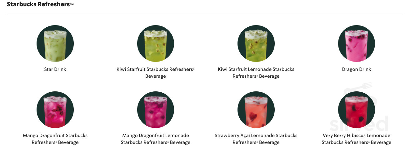 Starbucks drink menu in Murrieta, California