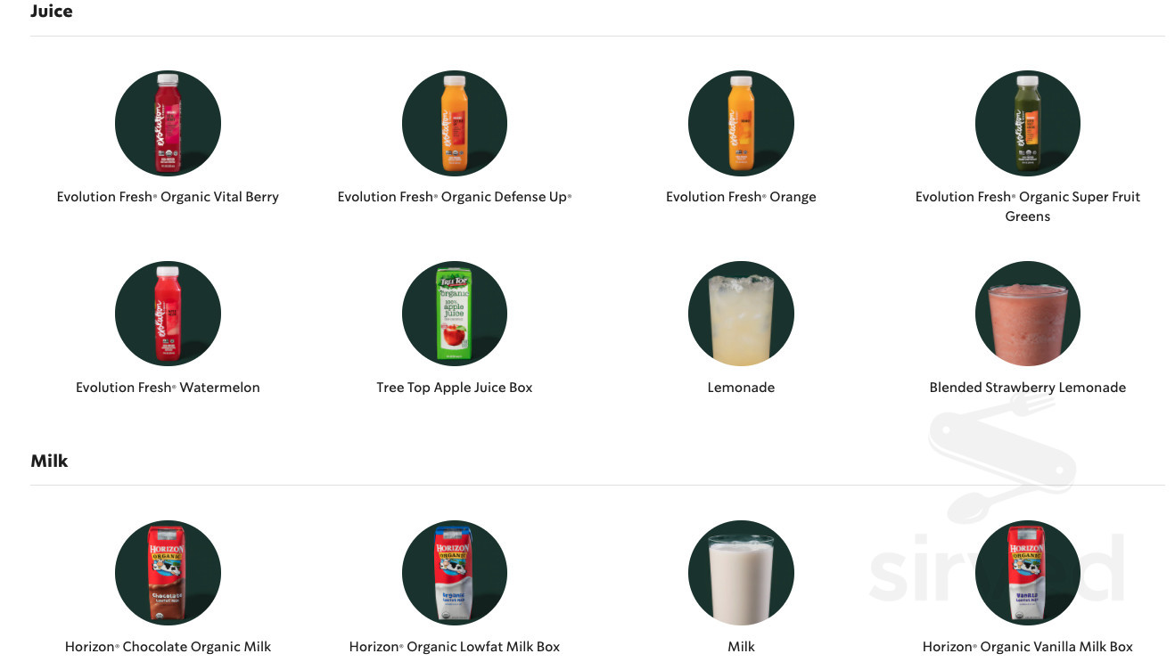 Starbucks drink menu in Murrieta, California