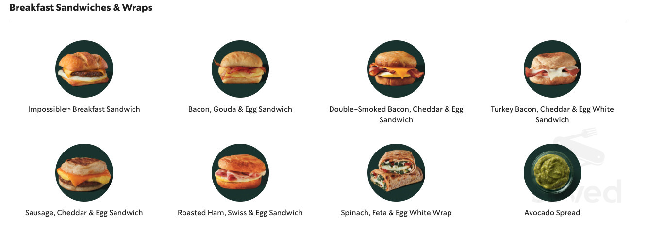 Starbucks breakfast menu in Murrieta, California