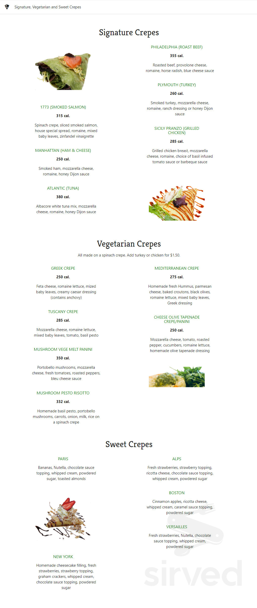 Appleseed Crepe And Bread menu in Salem, New Hampshire, USA