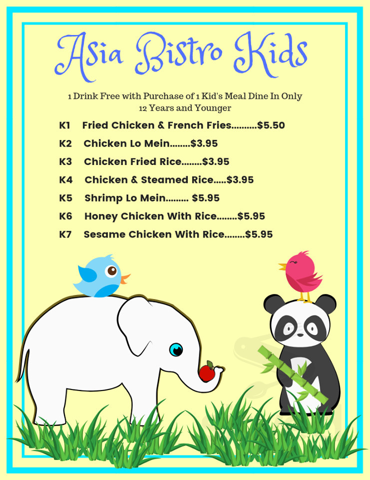 Bragg Asia Bistro menu in Fayetteville, North Carolina, USA