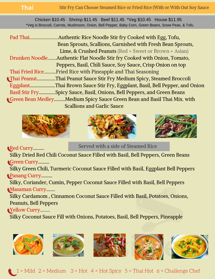 Bragg Asia Bistro menu in Fayetteville, North Carolina, USA