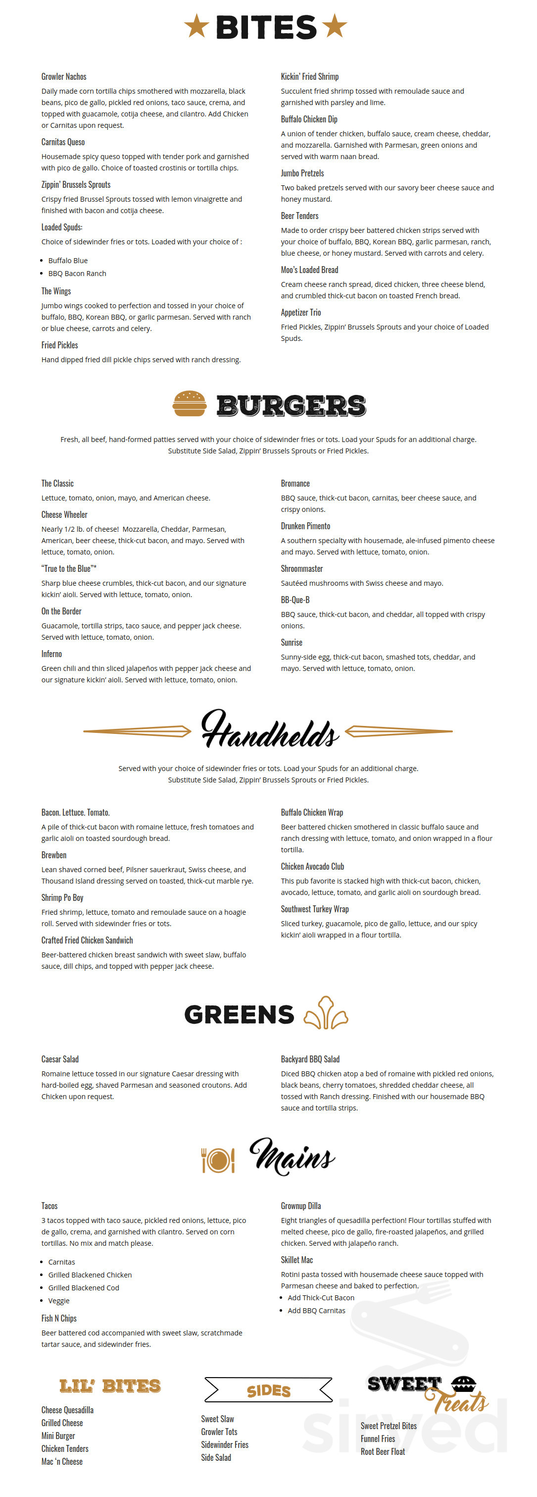 Black Barley Kitchen & Taphouse menu in Kathleen, Georgia, USA