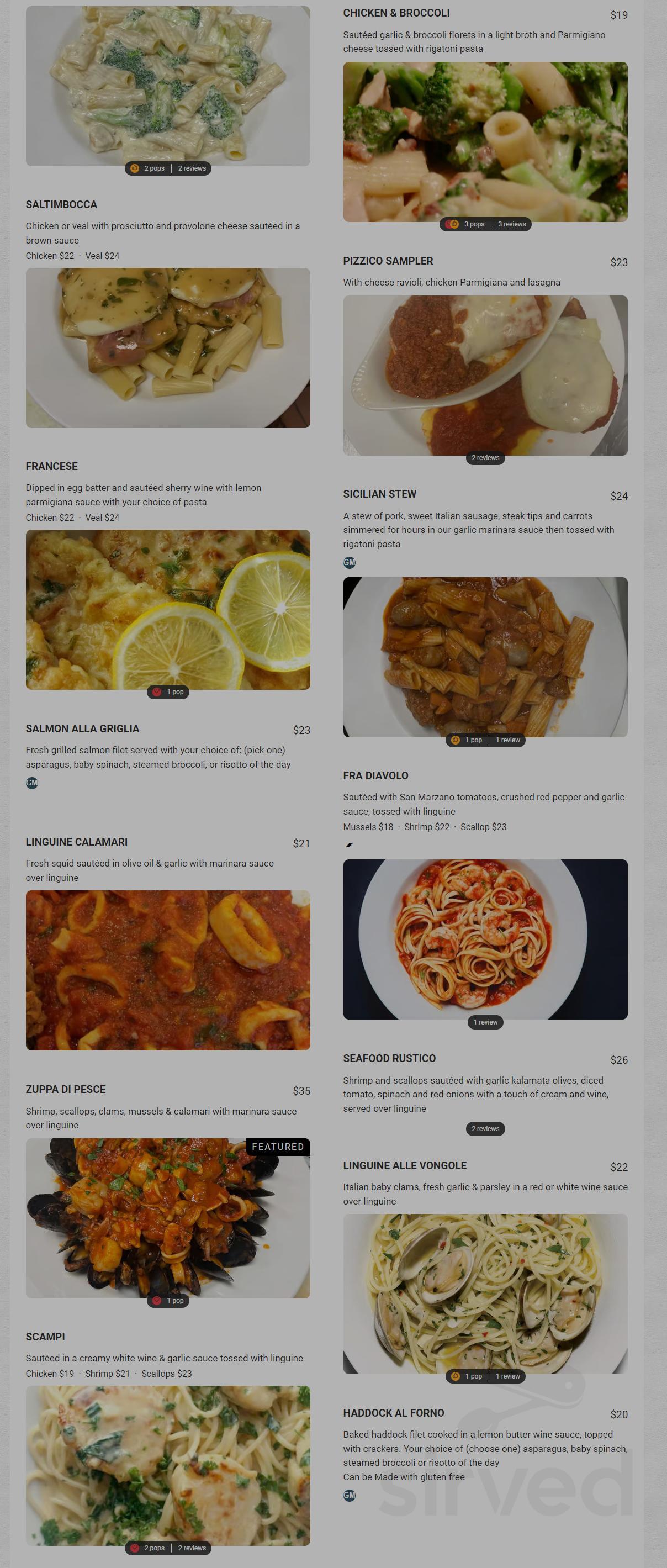 The Martini Bar At Pizzico menus in Nashua, New Hampshire, United States