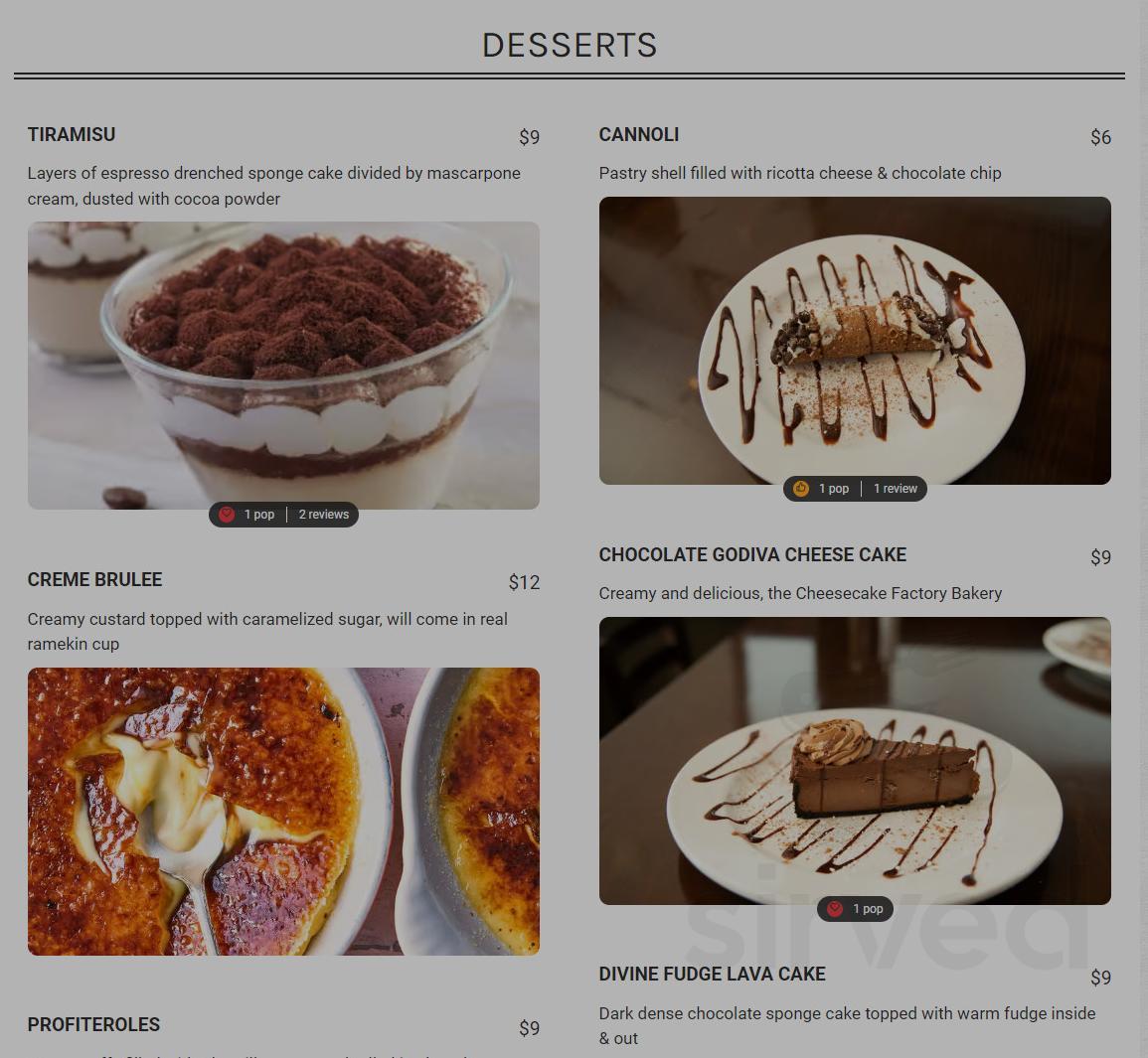 The Martini Bar At Pizzico menu in Nashua, New Hampshire, USA