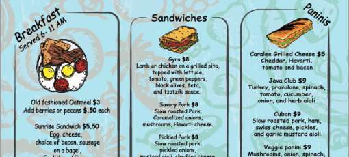 Menu for Java River in Montevideo, MN | Sirved
