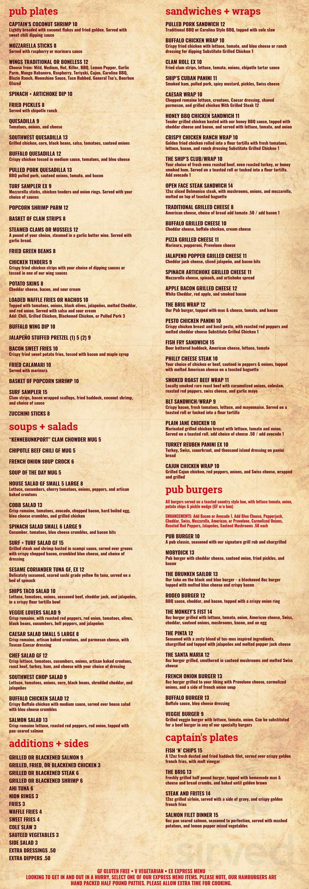 Shiplys Bar Menu.pdf Ship's Pub menu in Albany, New York, USA
