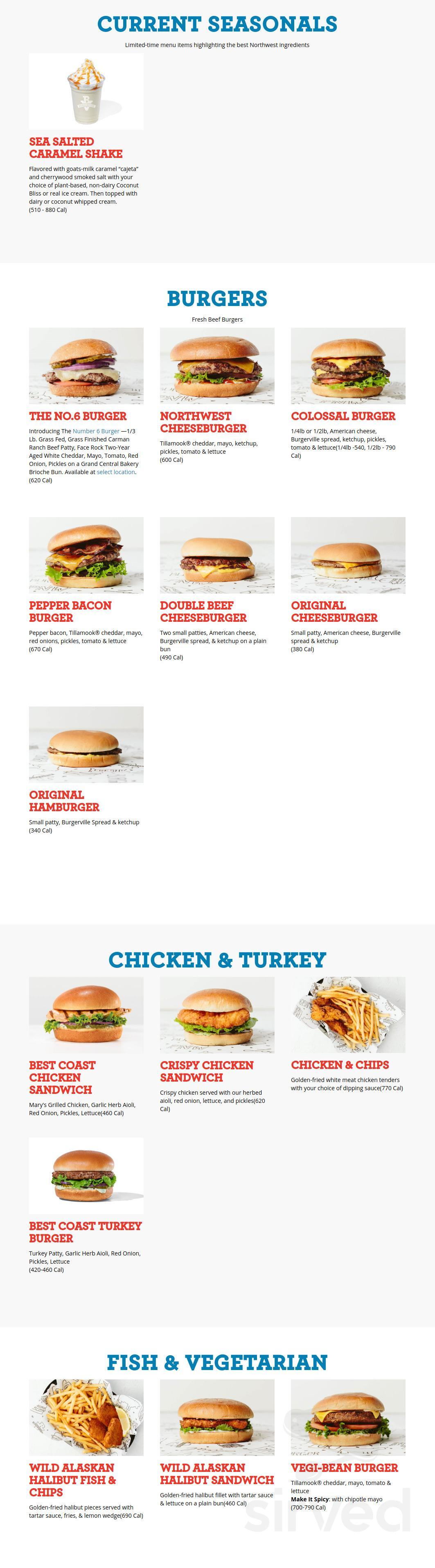 Burgerville menu in Battle Ground, Washington