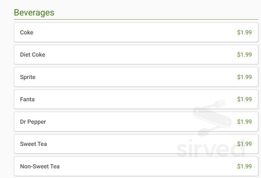 Bombay Palace menu in Knoxville, Tennessee, USA