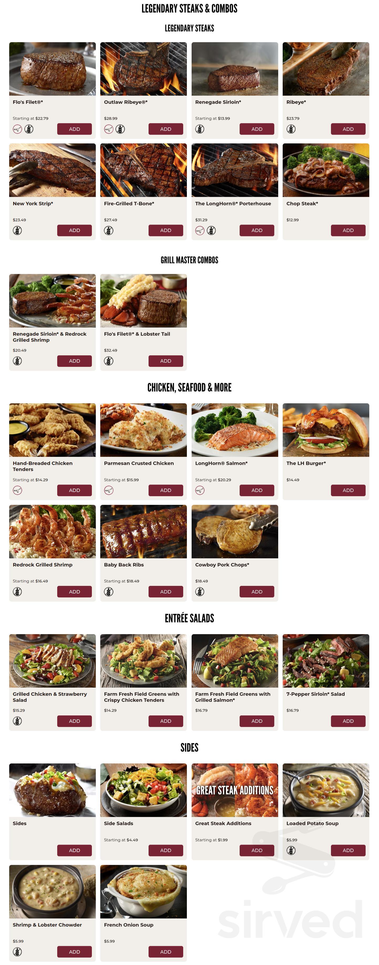 Menu Thomaston GA s LongHorn Steakhouse Sirved