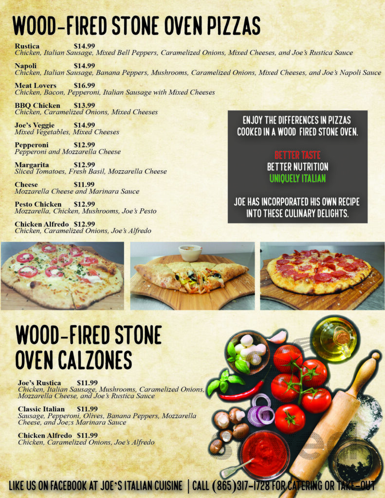Joe's Italian Cuisine menu in Lenoir City, Tennessee, USA