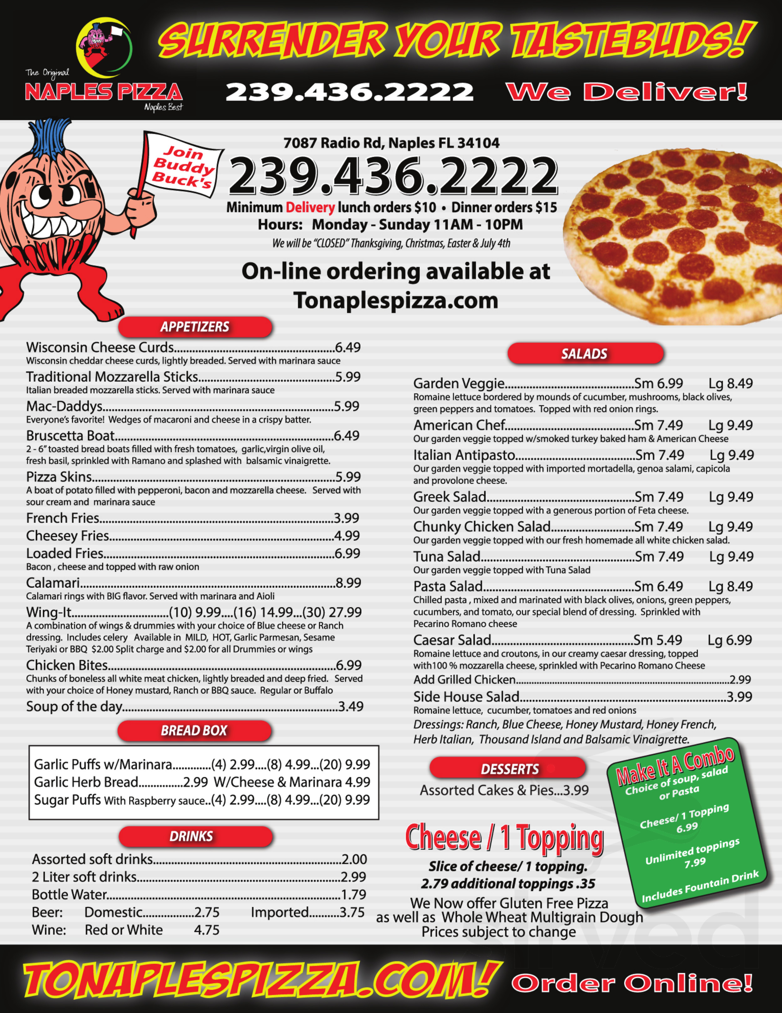 Menu for Naples Pizza in Naples, FL | Sirved