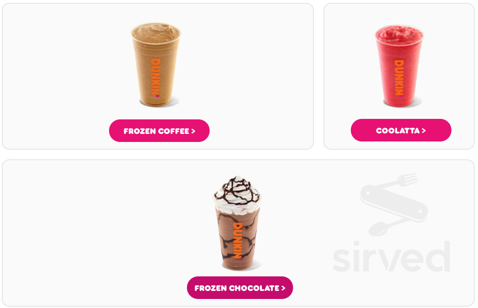 Dunkin' drink menu in Guilford, Connecticut