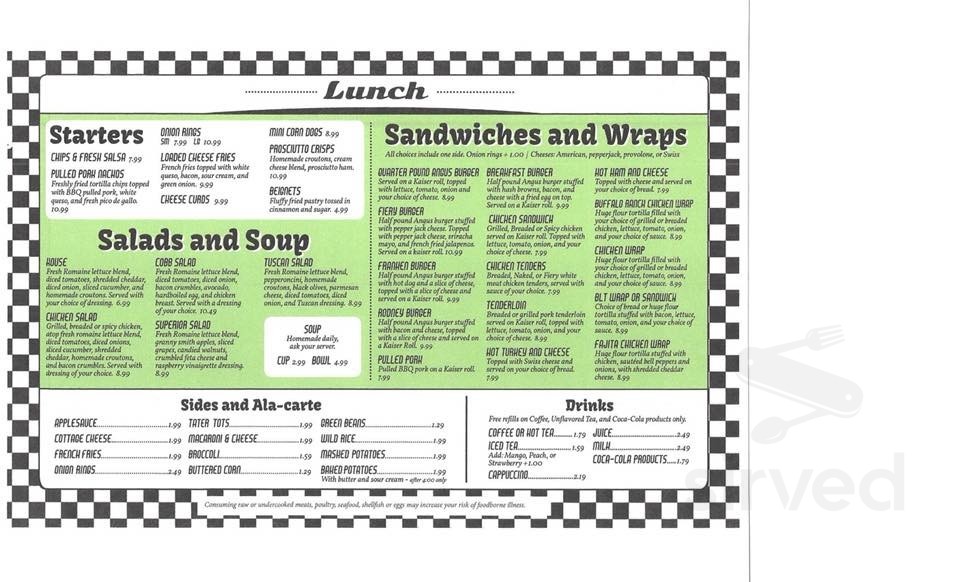 Trish's Red Bird Cafe menu in Dayton, Indiana, USA