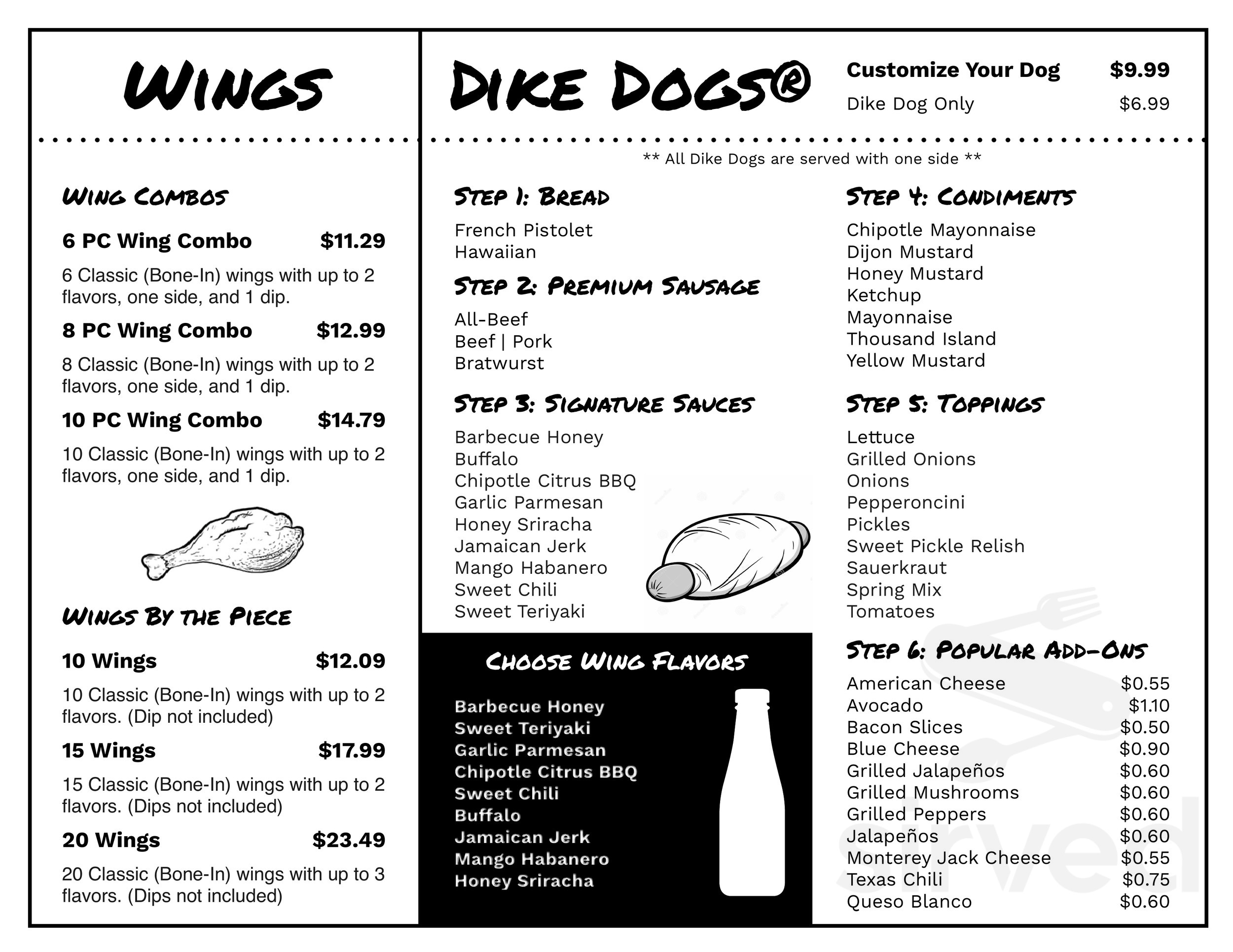 STINGS℠ menu in Galveston, Texas, USA