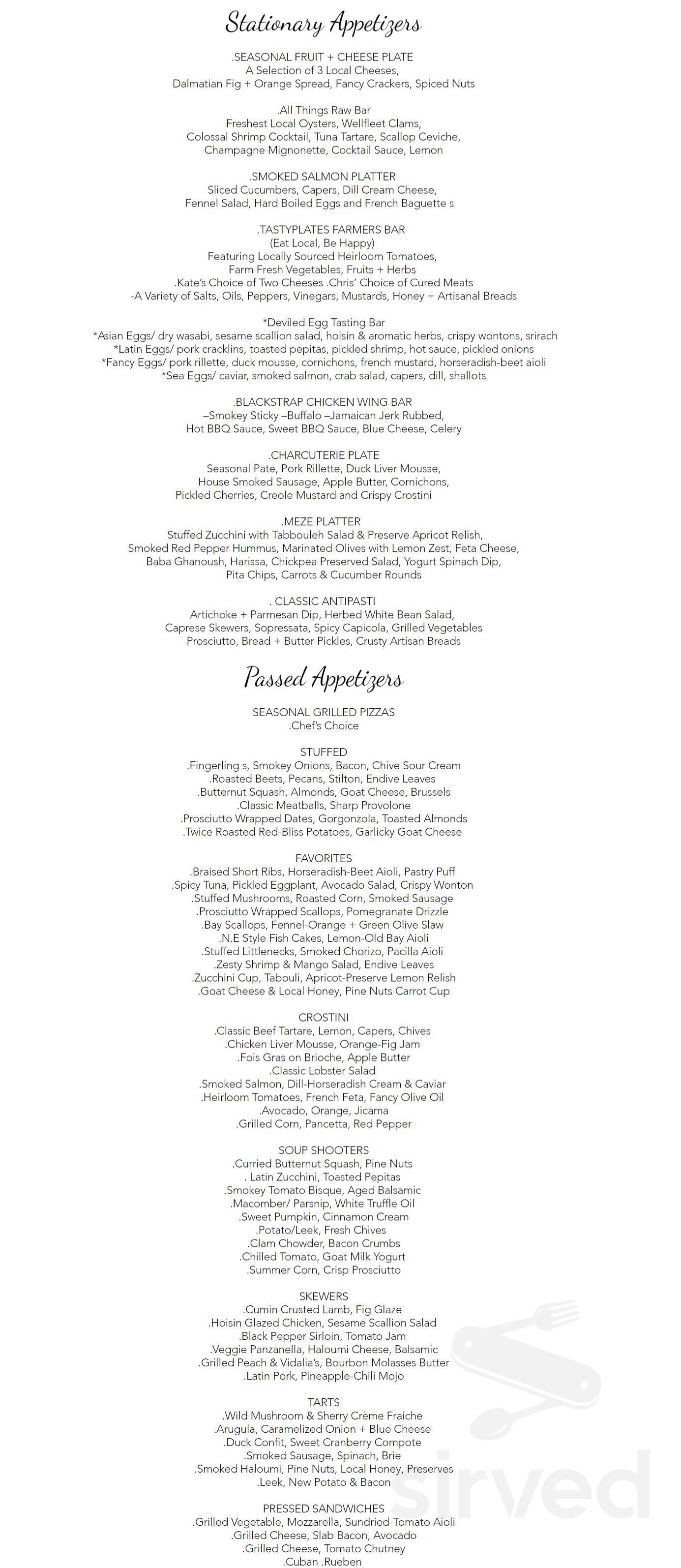 tastyplates catering + event planning menu in Winthrop, Massachusetts, USA