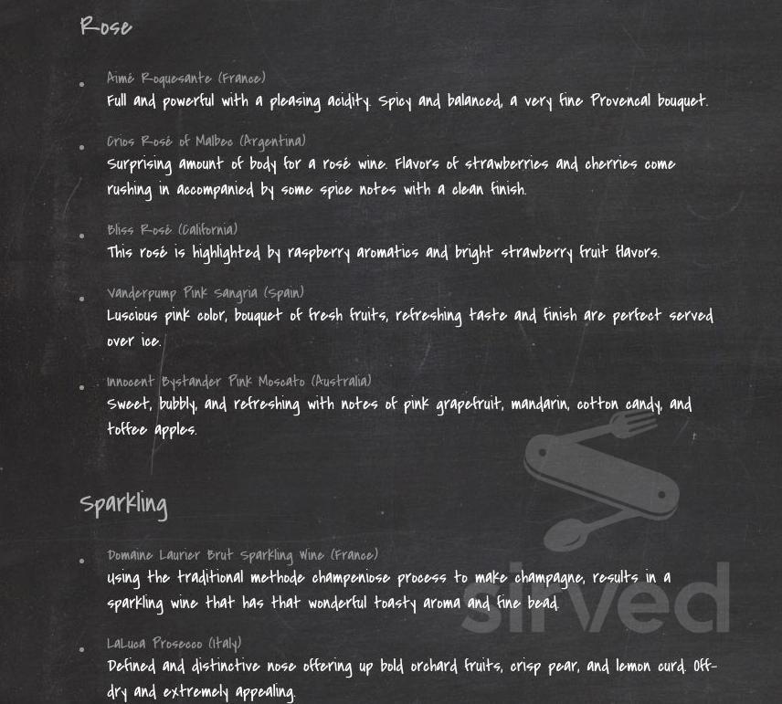 The Barrel Room menu in North Canton, Ohio, USA