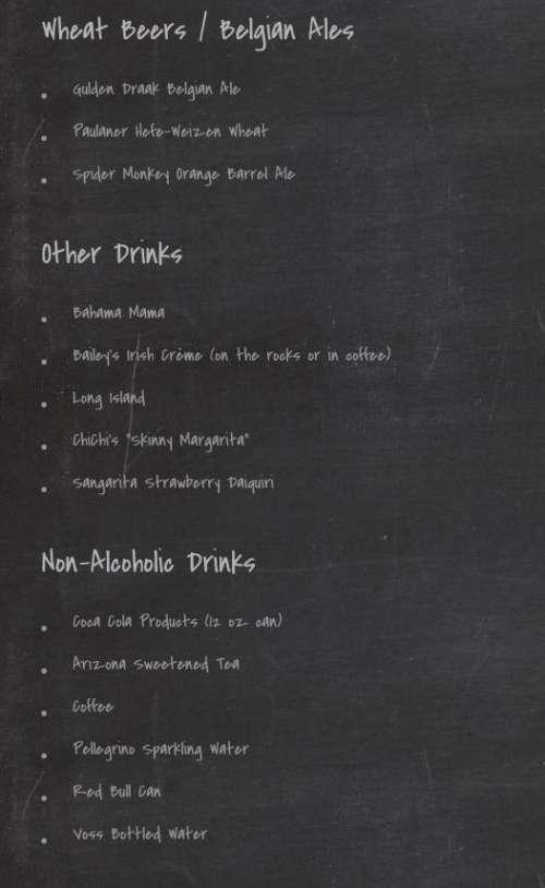 The Barrel Room menu in North Canton, Ohio, USA