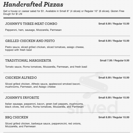 Menu for Johnny Carino's in Laredo, Texas, United States