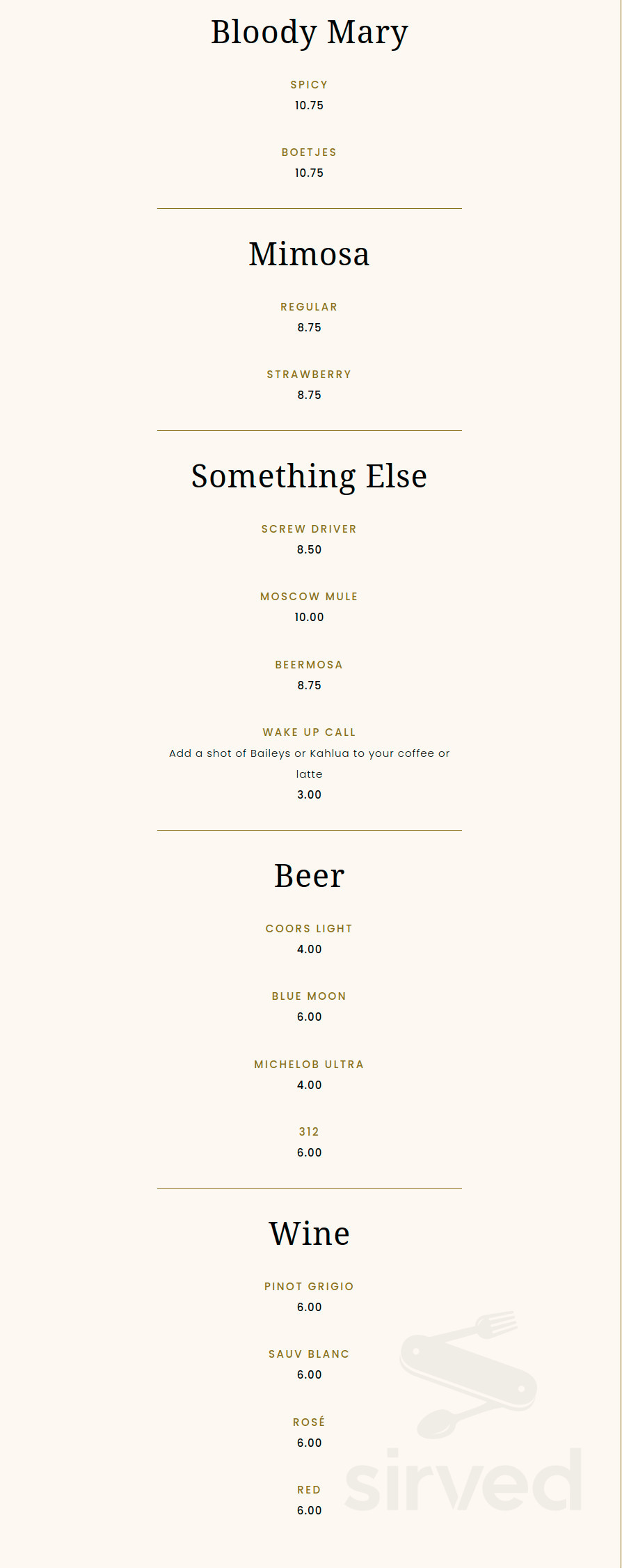 LINKS breakfast & lunch menu in Davenport, Iowa, USA