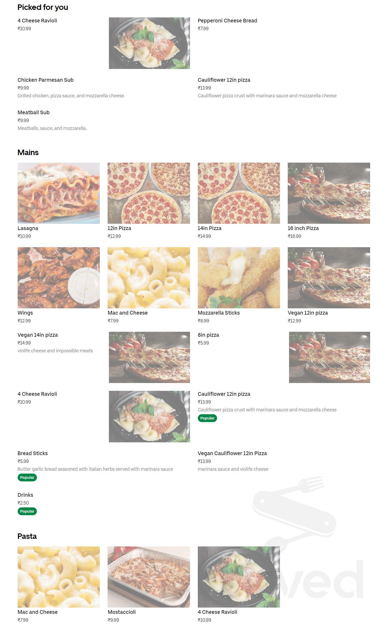 Ynot Wings menu in Ann Arbor, Michigan, USA