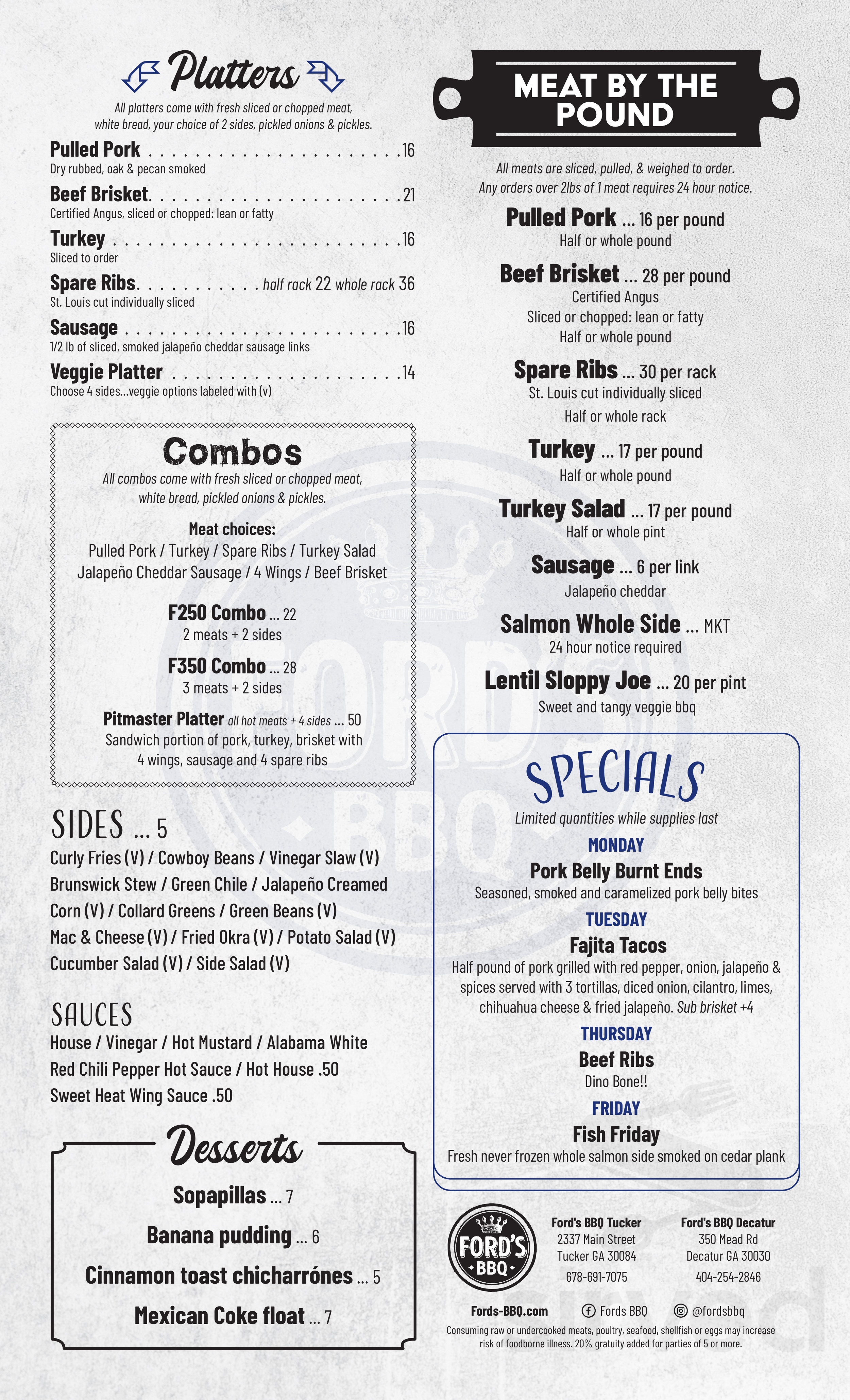 Decatur Meat Market Menu Menu - Decatur GA's Ford's BBQ Oakhurst | Sirved