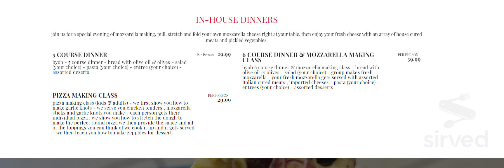 Italian Kitchen menu in Fairfield, Connecticut