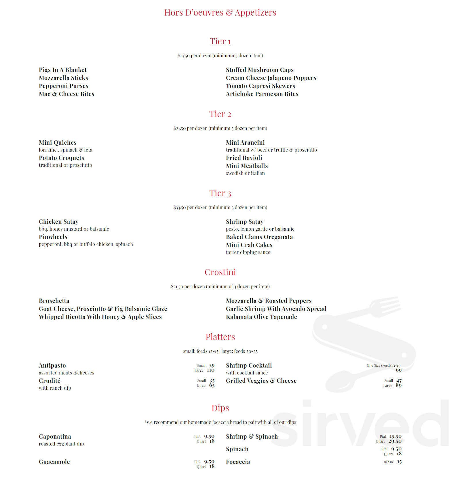 Italian Kitchen menu in Fairfield, Connecticut